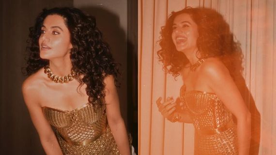 గోల్డ్ డ్రెస్సులో ప్రభాస్ బ్యూటీ .. తరగని అందాలతో తాపం పెంచుతున్న తాప్సి