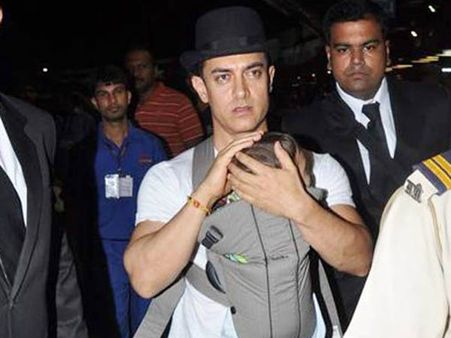 धूम 3 की शूटिंग के लिए आमिर अपने बेटे आज़ाद संग अमेरिका रवाना हुए