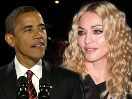 मैडोना की पीठ से चिपके ओबामा
