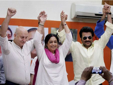 किरण खेर के लिये चुनाव प्रचार करने दुबई से चंडीगढ़ आए अनिल कपूर