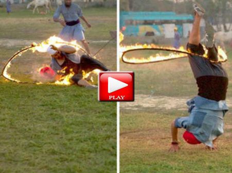 VIDEO: आग की लपटों से बाल बाल बचे अक्षय कुमार.. फैंस न देंखे!