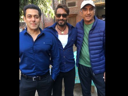 PIC: एक ही फिल्म के सेट पर सलमान खान, अजय देवगन.. साथ साथ!