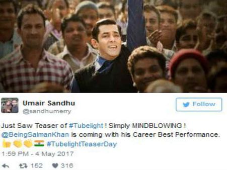 #FirstReaction..ट्यूबलाइट टीज़र ने किया धमाका..फिर छा गए सलमान