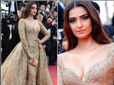 #Cannes2017 में ऐसा चलीं सोनम कपूर कि रेड कार्पेट भी फिसल गया!