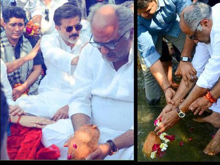 PICS: हरिद्वार में श्रीदेवी की अस्थियां बहाते हुए फफक पड़े बोनी कपूर, अनिल कपूर ने संभाला