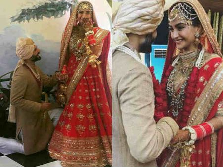 घुटनों पर गिरे सोनम के पति, तो कभी प्यार से बुलाया 'बाबू'.. सोनम की शादी की 14 बेस्ट तस्वीरें