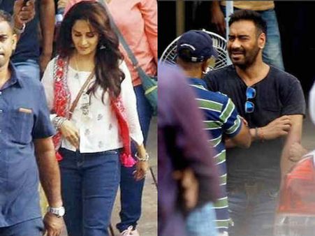 अजय देवगन और माधुरी की फिल्म शुरू, सेट से लीक हुईं तस्वीरें, देखें first look
