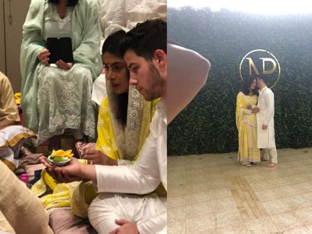 सामने आई प्रियंका चोपड़ा और निक जोनस की पहली तस्वीर, रोका सेरेमनी का लुक वायरल