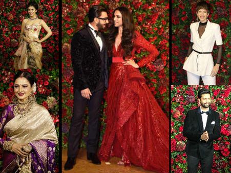 Ranveer Deepika Reception PICS: बॉलीवुड सितारों से सजी शाम- ऐश्वर्या से लेकर रेखा की शानदार एंट्री