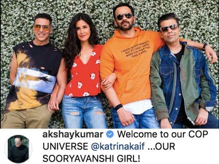FIRST PIC: कैटरीना कैफ बनीं रोहित शेट्टी की सूर्यवंशी गर्ल, अक्षय कुमार ने किया स्वागत