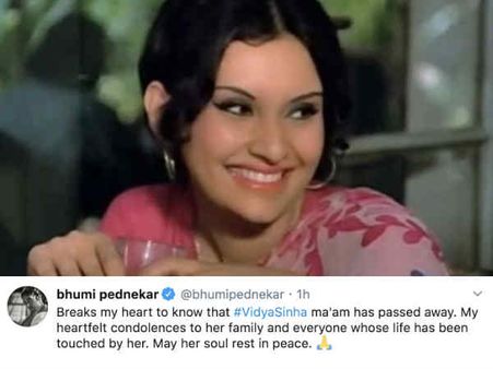 विद्या सिन्हा के पति - पत्नी और वो रीमेक में काम कर रही थीं भूमि पेडनेकर, मौत की खबर से टूटा दिल