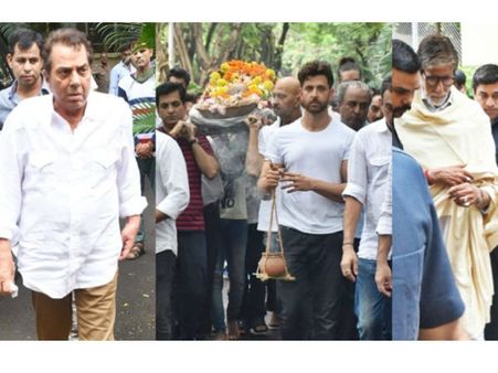 नाना 'जे ओमप्रकाश' की अंतिम यात्रा में भावुक ऋतिक, बहन सुनैना रोती दिखीं, अमिताभ शामिल