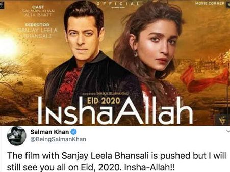 Breaking: सलमान खान ने किया एलान ईद 2020 फिल्म इंशाल्लाह पोस्टपोन, जमकर भड़के अक्षय कुमार फैन्स