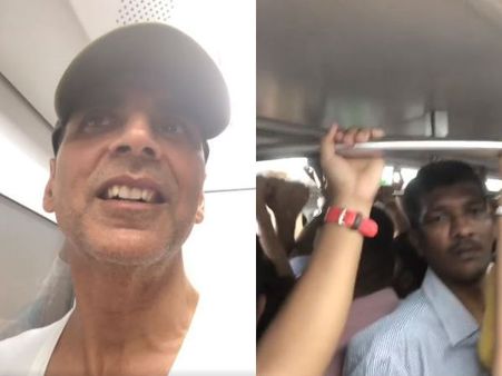 ट्रैफिक जाम से बचने के लिए मेट्रो ट्रेन में पहुंच गए अक्षय कुमार- किसी ने भी नहीं पहचाना- Video