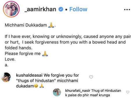 आमिर खान ने मिच्छामी दुक्खम पर मांगी माफी, लोगों ने कहा पहले ठग्स ऑफ हिंदुस्तान के पैसे लौटाओ