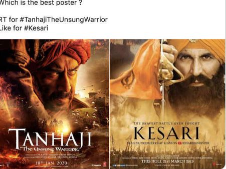 अजय देवगन के तानाजी पोस्टर देखकर लोगों ने अक्षय कुमार की धज्जियां उड़ा दी हैं