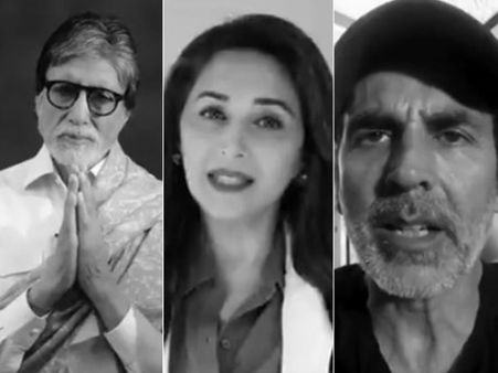 बिग बी, अक्षय कुमार से लेकर अजय देवगन, माधुरी दीक्षित- कोरोना के खिलाफ लड़ाई में साथ आए सितारे-VIDEO