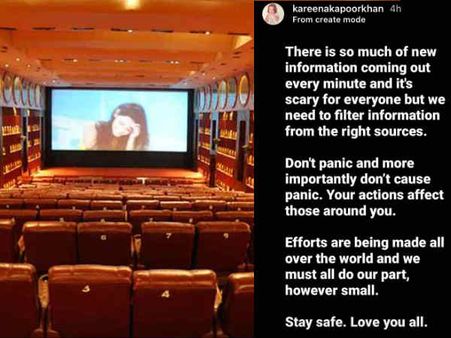 कोरोना वायरस महामारी - मुंबई, यूपी में थियेटर बंद, करीना कपूर ने पोस्ट की सलाह