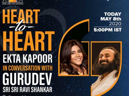 एकता कपूर सोशल मीडिया पर 'Heart To Heart' शो में श्रीश्री रविशंकर के साथ करेंगी बात