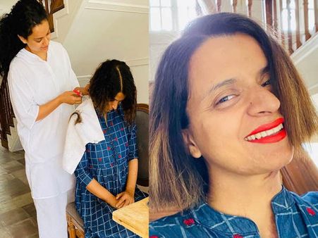 अब हेयरड्रेसर बन गईं कंगना रनौत- बहन रंगोली चंदेल के बाल काटे- सामने आईं शानदार तस्वीरें