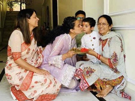 कंगना रनौत ने भांजे पृथ्वी का किया गृह प्रवेश, देखिए बेहद प्यारी तस्वीरें