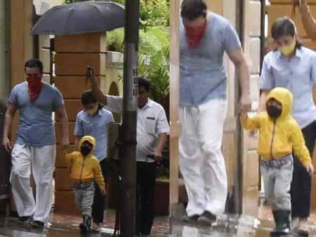 Pic of the Day: मुंबई की बारिश में सड़क पर टहलते दिखे तैमूर, पापा सैफ के साथ मस्ती