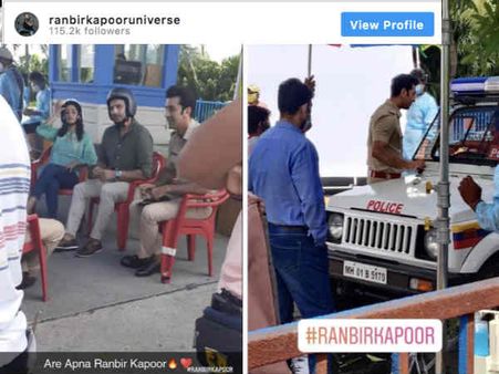 Pics: रणबीर कपूर कर रहे हैं पुलिस यूनिफॉर्म में शूटिंग, फैन्स ने कहा - रोहित शेट्टी को बुलाओ