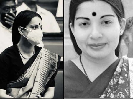 कंगना रनौत ने पूरा किया थलाईवी का एक और शेड्यूल, तस्वीरों में दिखीं हू-ब-हू जयललिता