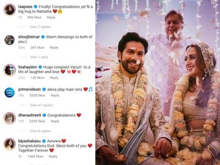 वरुण धवन और नताशा दलाल की शादी- कैटरीना, अनुष्का, रणवीर सिंह समेत सभी बॉलीवुड कलाकारों ने दी बधाई