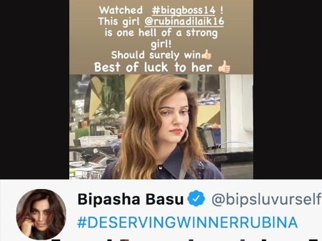 गूगल के बाद बिपाशा बसु ने भी बनाया रूबीना दिलैक को बिग बॉस 14 का विनर, शेयर किया पोस्ट