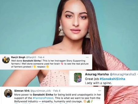 किसान आंदोलन को मिला सोनाक्षी सिन्हा का साथ - अक्षय कुमार से अजय देवगन को किया शर्मसार