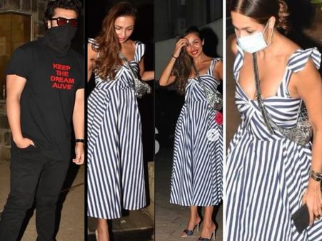 करीना कपूर से मिलने मलाइका अरोड़ा बॉयफ्रेंड अर्जुन कपूर के साथ पहुंची, प्यारी ड्रेस में शर्माती दिखीं-PICS