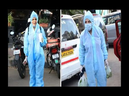 राखी सावंत पर कोरोना का खौफ, सब्जियां खरीदने के लिए पहना PPE किट, वायरल हुआ VIDEO