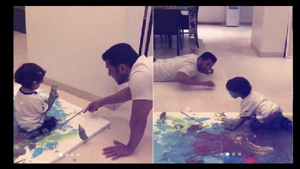 सलमान खान ने भांजे के साथ कर दी ऐसी पेंटिंग, देखने वाले फैंस ने बोला- सुपर क्यूट VIDEO