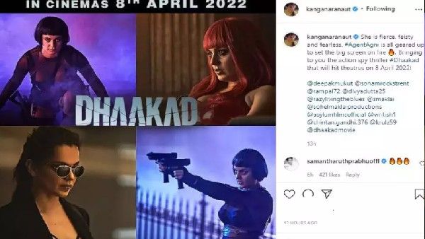 कंगना रनौत के धाकड़ लुक को देख फिदा हुईं समांथा रुथ प्रभु, कर डाला ऐसा कमेंट!