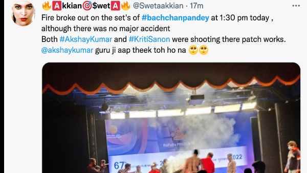 अक्षय कुमार के बच्चन पांडे सेट पर लगी आग, कृति सैनन भी कर रही थीं शूटिंग, नहीं हुआ कोई हादसा