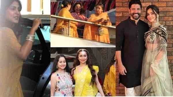 Pics: शुरू हुईं फरहान अख्तर - शिबानी डांडेकर की शादी की रस्में, हल्दी लगाने पहुंची बेस्ट फ्रेंड रिया चक्रवर्ती
