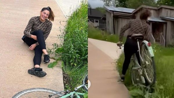 साइकिल चलाते हुए खंबे से टकरा कर सड़क पर गिरीं नरगिस फाखरी, वीडियो वायरल!