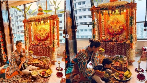 Pics: गणपति विसर्जन से पहले, बप्पा के साथ दिखीं करीना कपूर खान, बेटे जेह ने मोदक की ओर मारा झपट्टा
