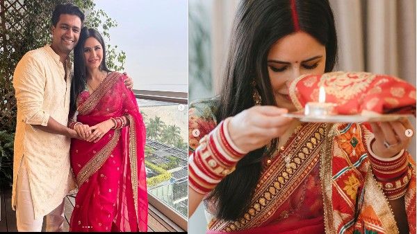 Katrina Kaif first Karwa Chauth: कैटरीना कैफ की सिंदूर भरी मांग, लाल चूड़े में विकी कौशल के साथ तस्वीरें