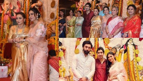 दुर्गा पूजा के मौके पर पंडाल में लगा सितारों का जमावड़ा, जमकर हुई हंसी-ठिठोली और मस्ती