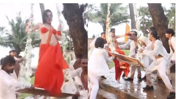 VIDEO झूले पर खड़े होकर उर्फी जावेद ने साड़ी में किया सेक्सी डांस, हादसे में फिसल गया पैर