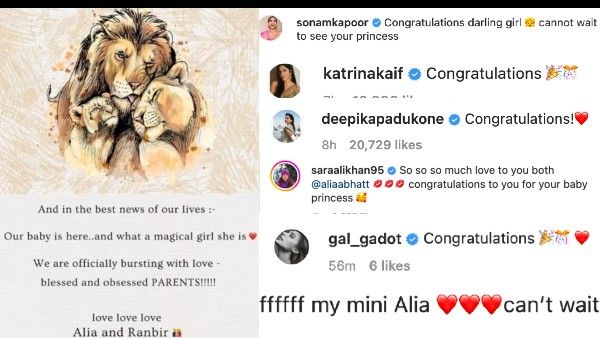 Alia Bhatt Ranbir Kapoor Baby पर बरसा सोनम, दीपिका, कैटरीना, सारा, अर्जुन सहित 60 स्टार्स का प्यार, Comments