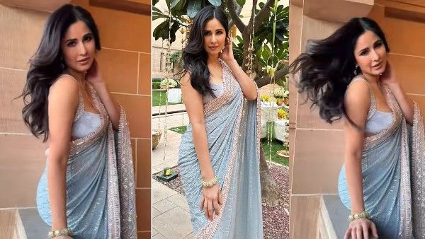 Katrina Kaif ने एक बार दिखाया दिलकश अंदाज, ब्लू साड़ी में दिए ऐसे किलर पोज