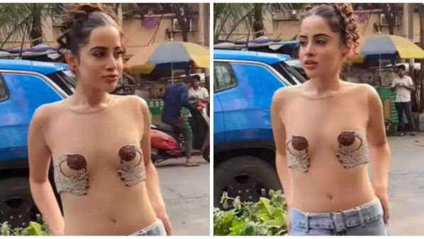 Urfi Javed New Look: बोतल के कैप से बनी है उर्फी जावेद की नई ड्रेस, लोग बोले- पहले पी के खाली की फिर पहन ली