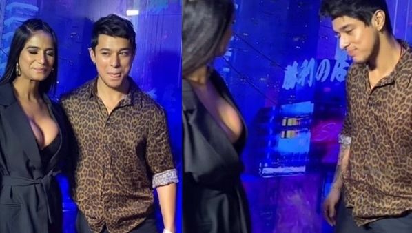 ब्रालेस लुक में इवेंट में पहुंच गई पूनम पांडे, चोर नजरों से बार-बार निहारते रहा बराबर में खड़ा ये स्टार