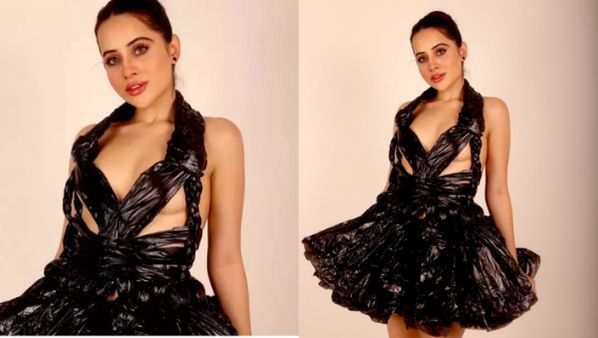 उर्फी जावेद ने इस बार कूड़ेदान की पन्नी से बनाई ड्रेस, ट्रोल बोले- इस बार कचरा गया कचरे के बैग में....