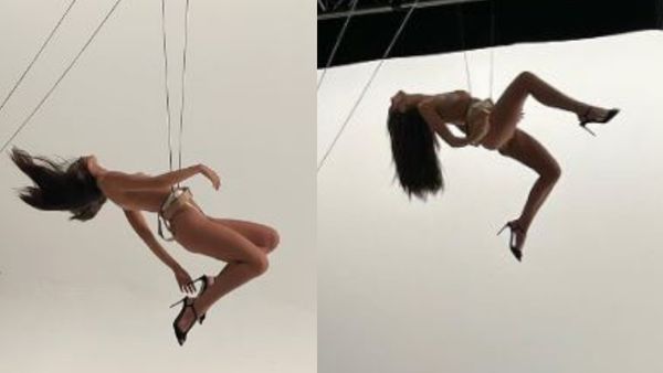 जरूरत से भी कम सिर्फ 'दो कतरन' पहन हवा में उछल- उछलकर फोटो खिंचवा रही है ये हीरोइन, देखिए वीडियो