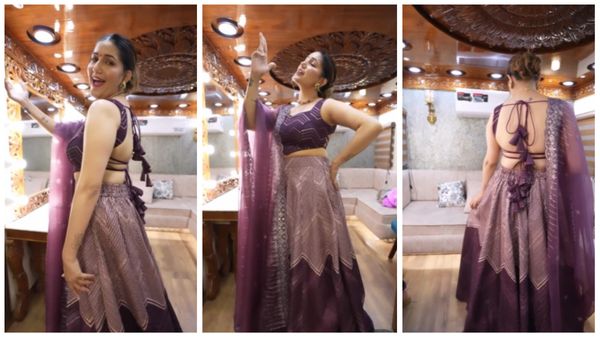 Sapna Choudhary ने लहंगा पहनकर मचाई धूम, बैकलेस चोली से शो ऑफ की अपनी खूबसूरती