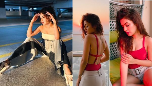 बैकलेस रेड डोरी टॉप के साथ व्हाइट छोटी सी शॉर्ट्स में तो कभी जमीन पर लोट-पो हो फैंस को घायल करती नजर आई अवनीत